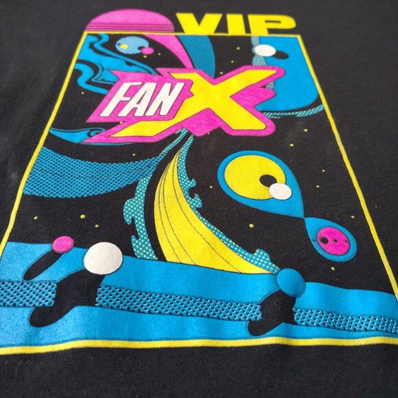 Comic Con Shirt Size XL Black VIP FanX Cotton Neon Graphic Salt Lake City - Picture 2 of 7